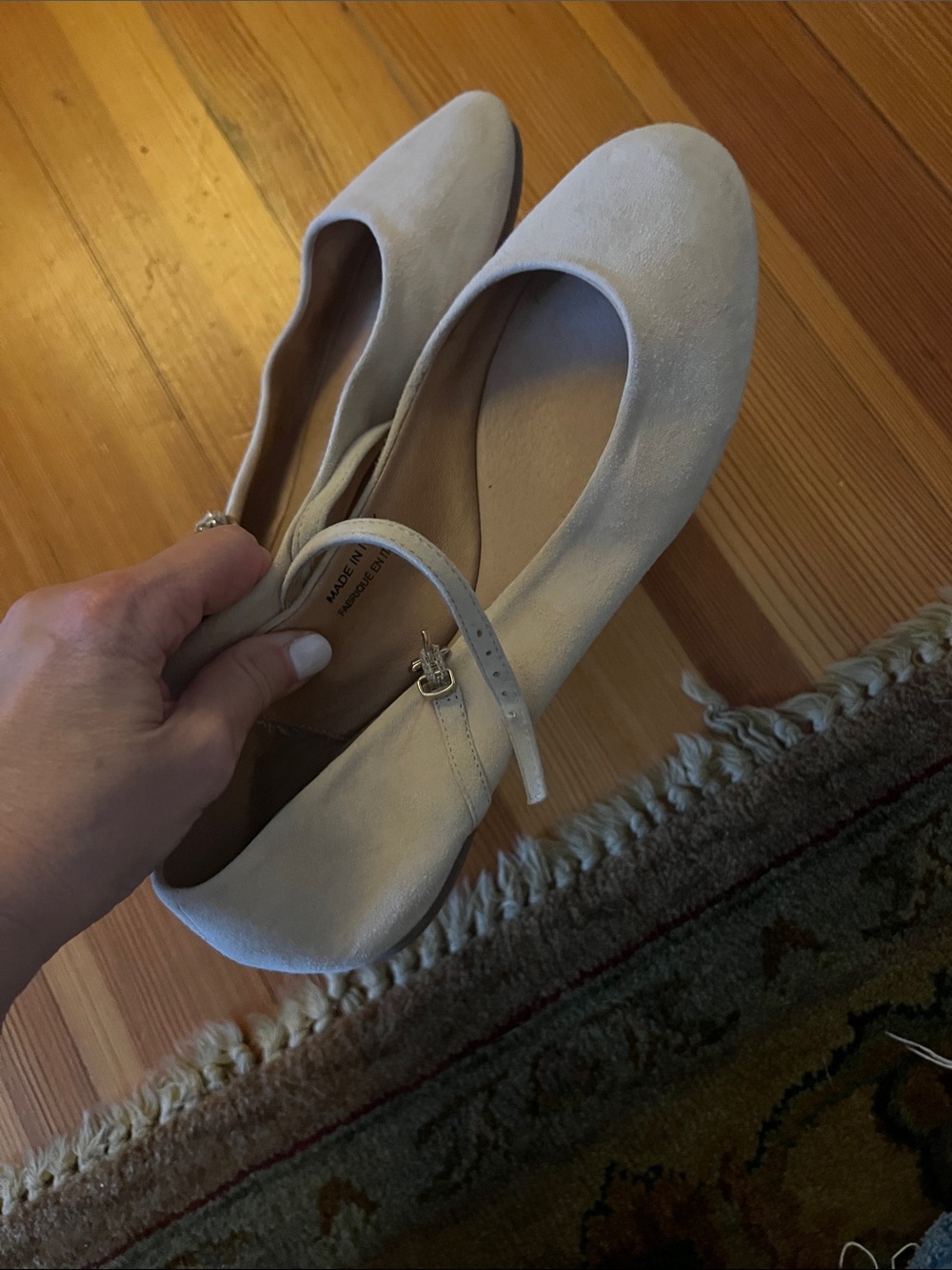 Free People Cream Suede Mary Jane Flats